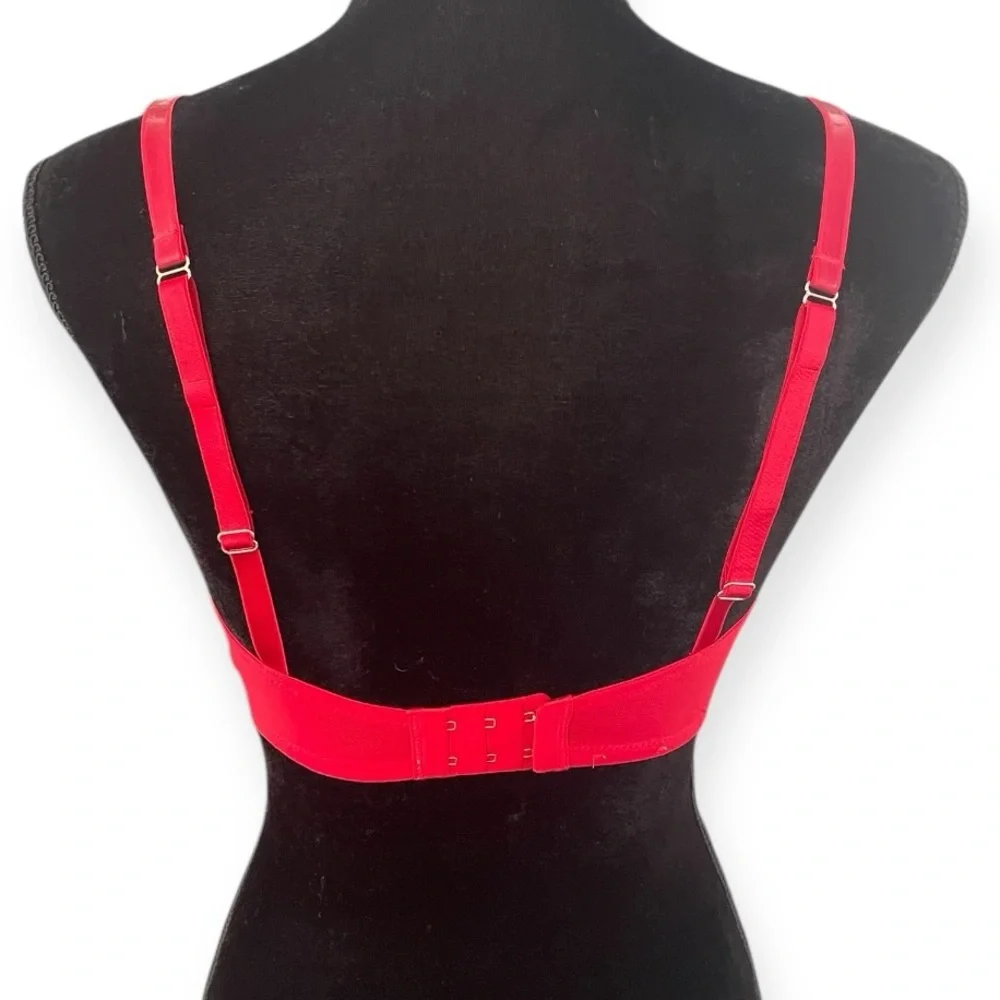 Savage X Fenty Red Glossy Flossy Caged Quarter Cup Bra Womens 32C Gogi Berry Red